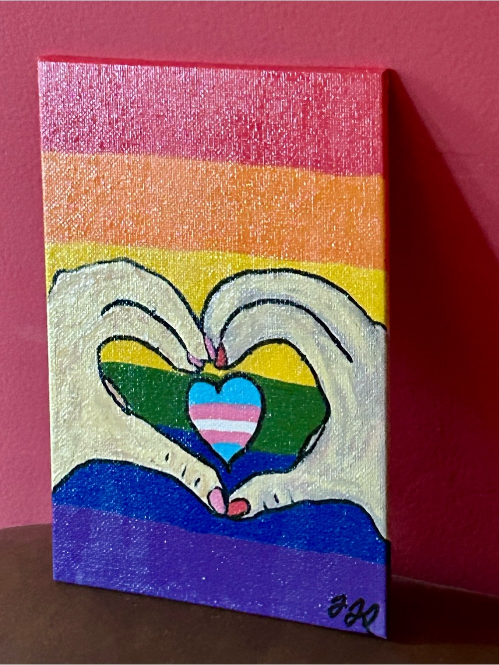 Hand-painted Original One Of A Kind Pride LGBTQ+ Acrylic Painting 5x7